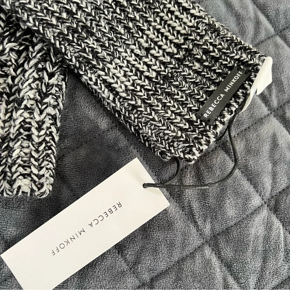 Rebecca Minkoff Beanie Hat Women Winter Marbled Pom Pom &Thumbhole Arm Warmer R